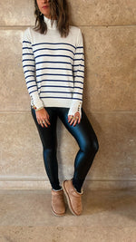 White Striped Basic Turtle Neck