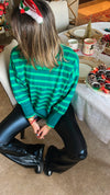 Green Candy Cane Turtle Neck