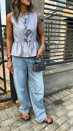 Grey Sunshine Bows Top