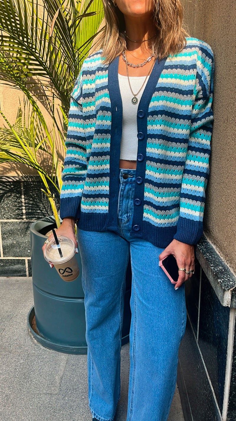 Blue Always Lined Knit Cardi