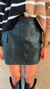 Black Pocket Leather Skirt