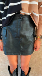 Black Pocket Leather Skirt