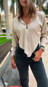 Beige V Style Top
