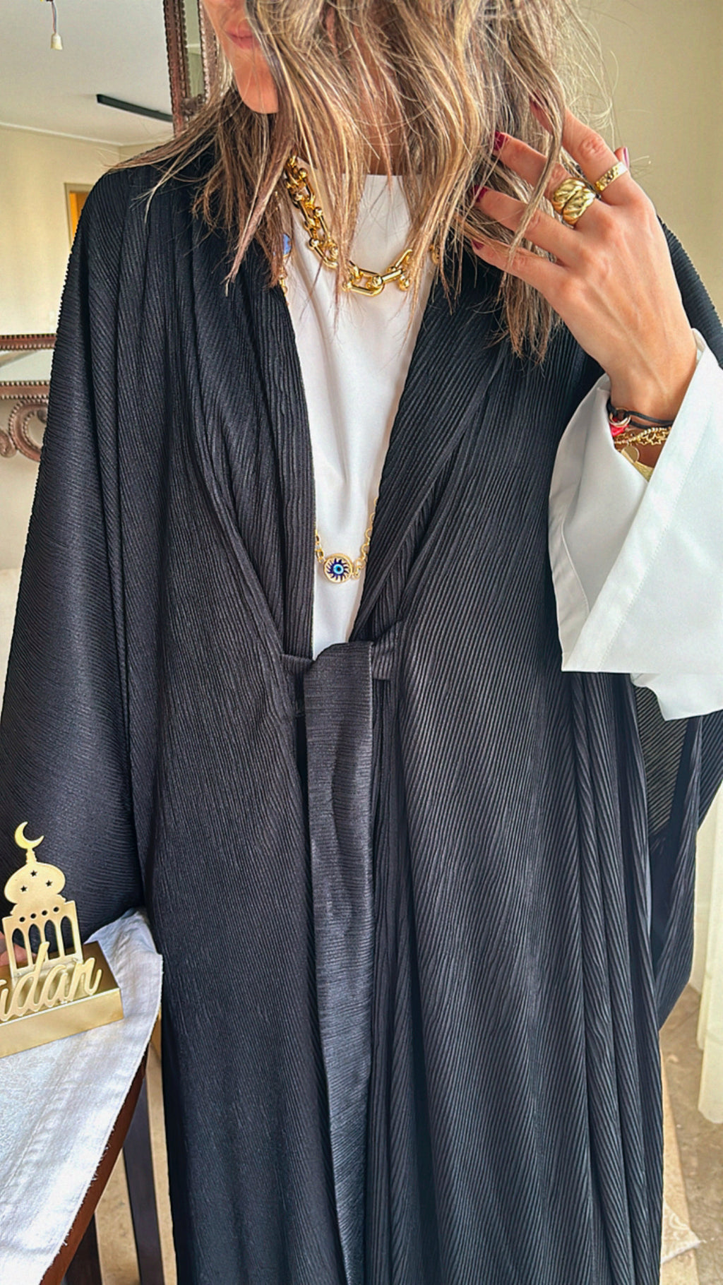 Black Glowy Knot Kaftan
