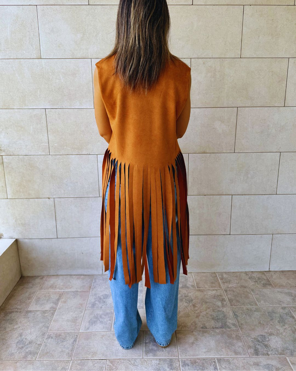 Camel Fringe Me Up Suede Top