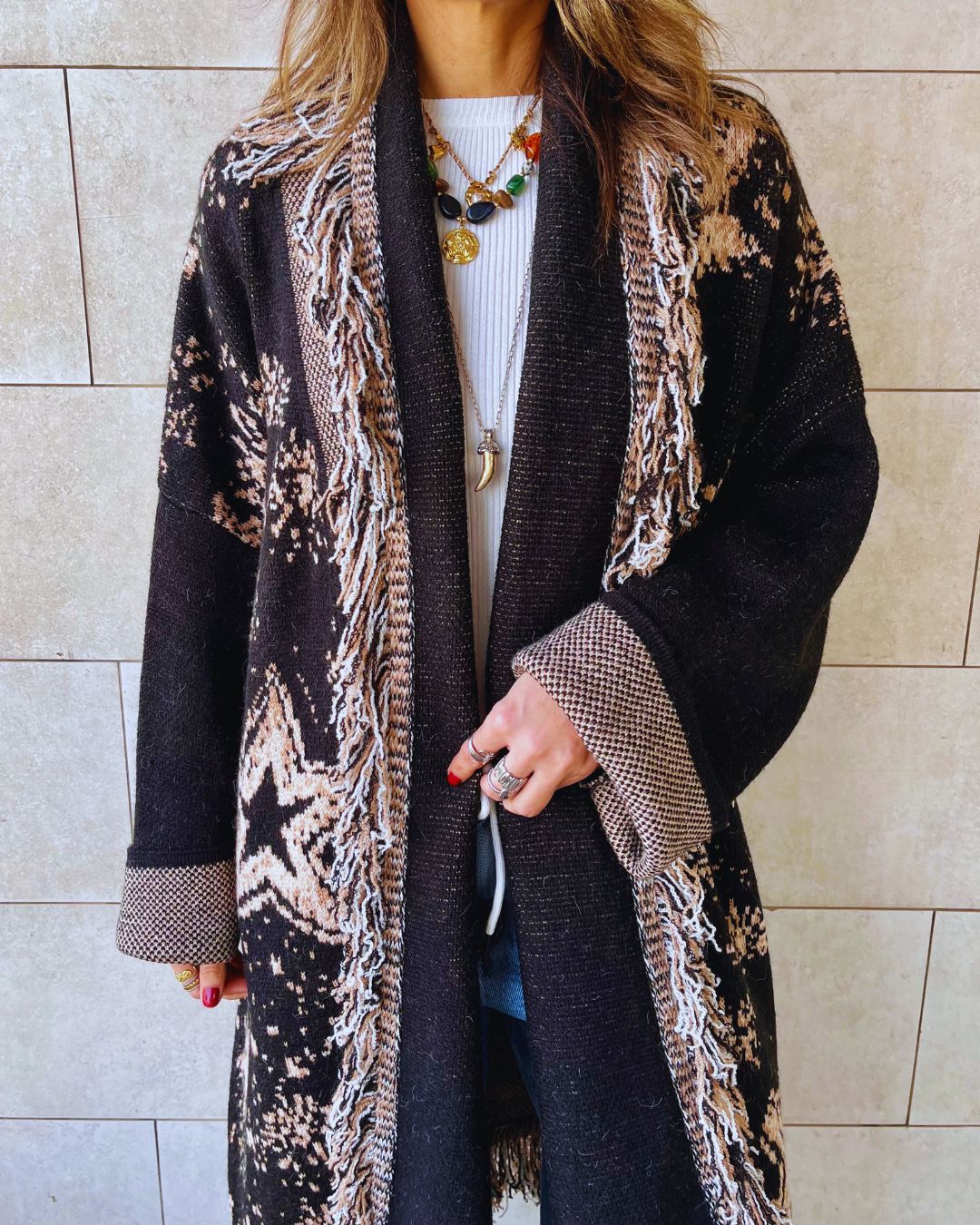 Black Nordic Star Cardigan