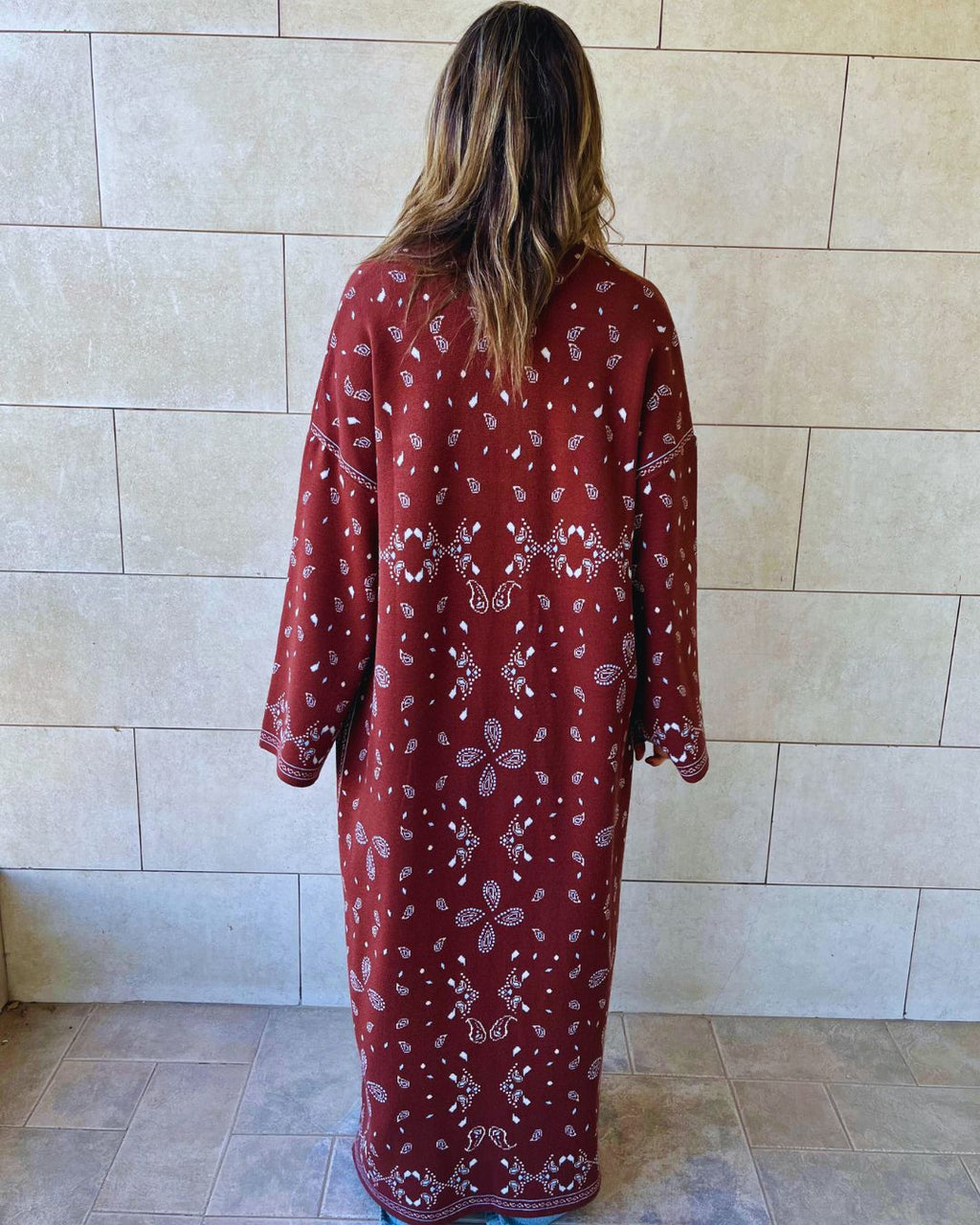 Brown Cult-Favorite Knit Bandana Kimono