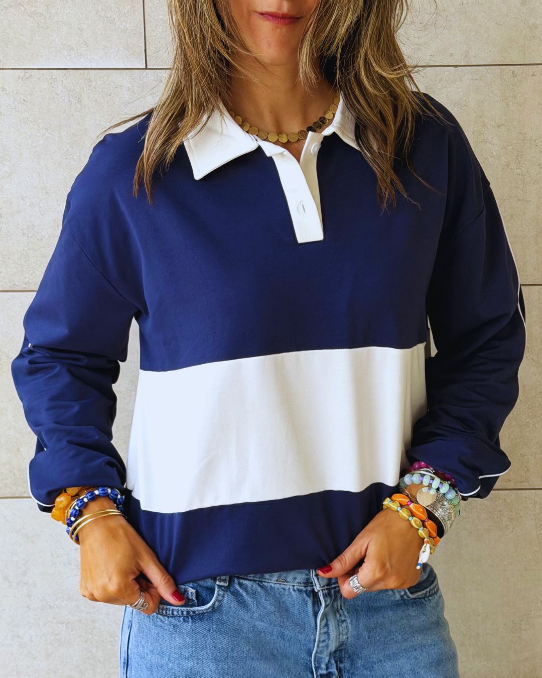 Navy Varsity Light Weight Polo