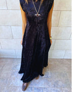 Black Soft Velvet Maxi Dress