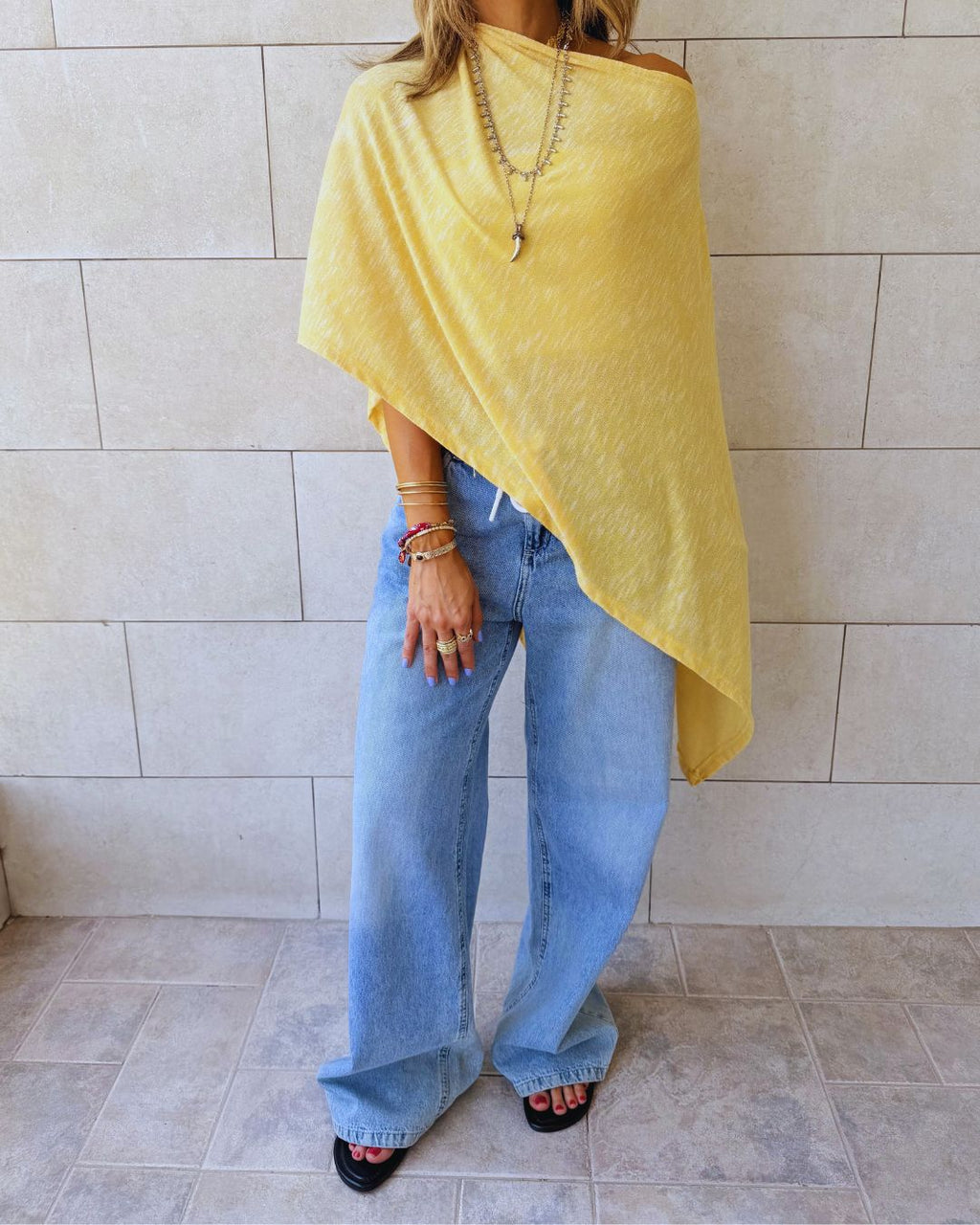 Yellow Sunwashed Riviera Poncho