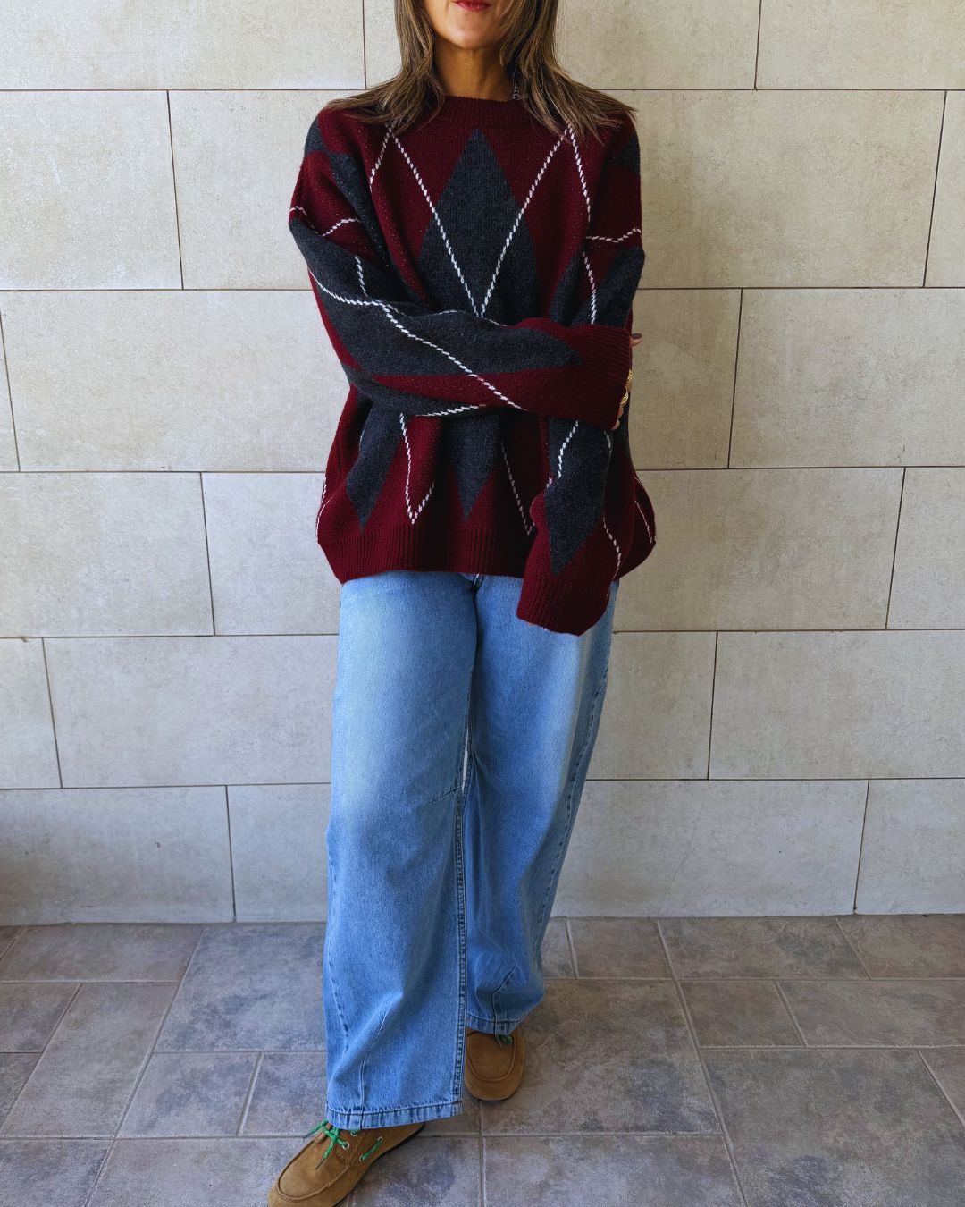 Burgundy Rebel Argyle Knit