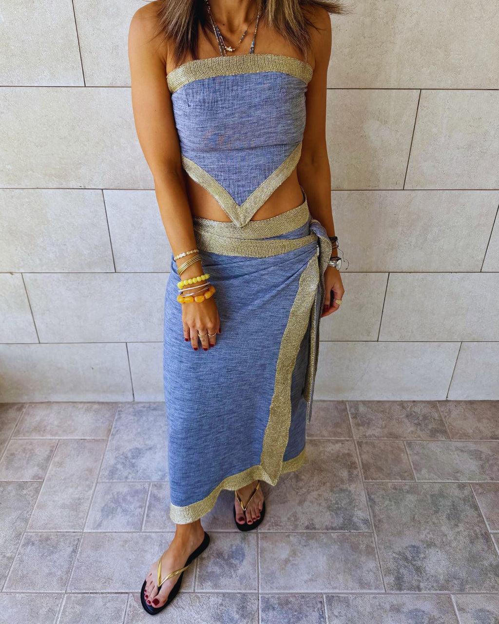 Golden Grey Edge Wrap Skirt