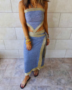 Golden Grey Edge Wrap Skirt