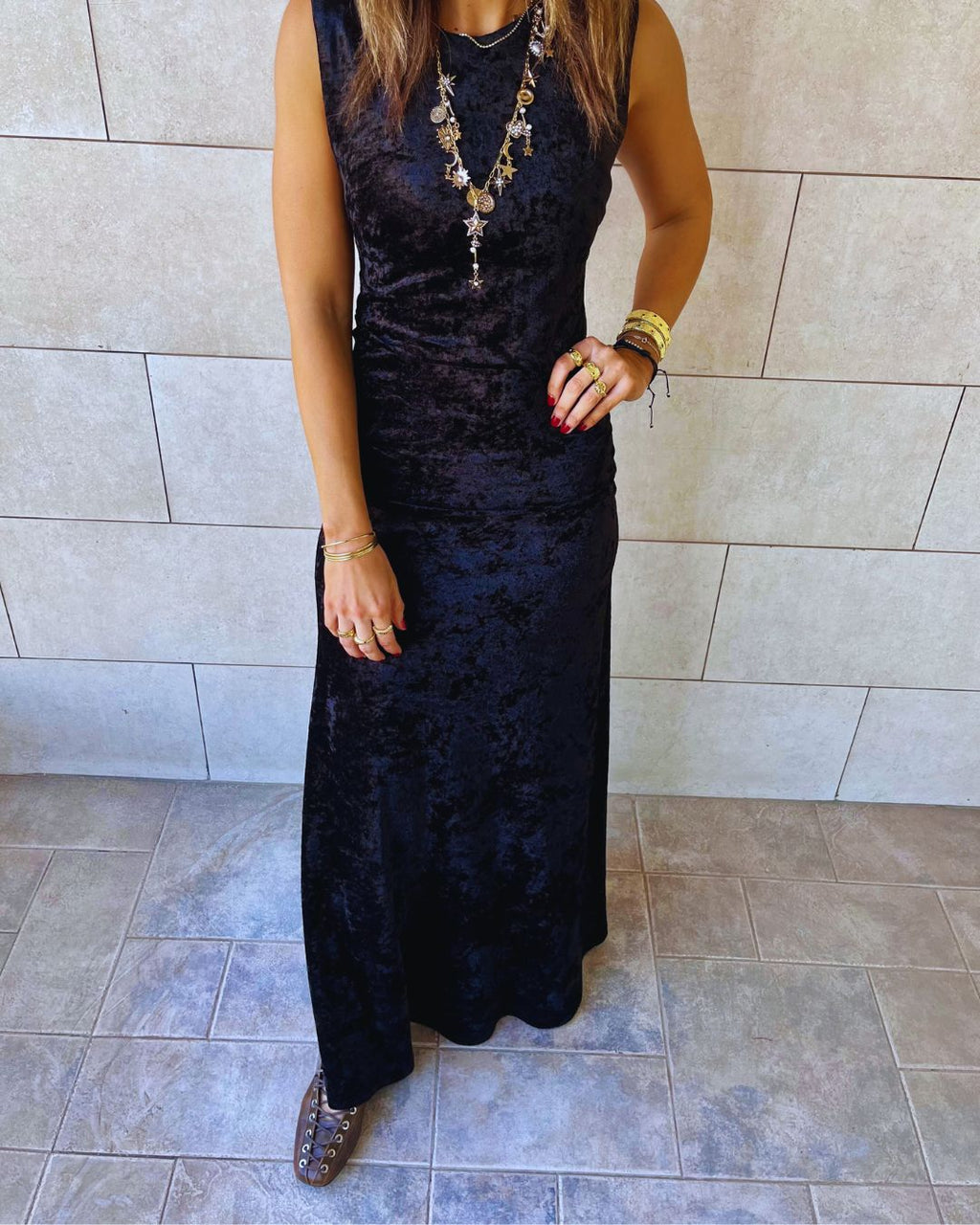Black Soft Velvet Dress