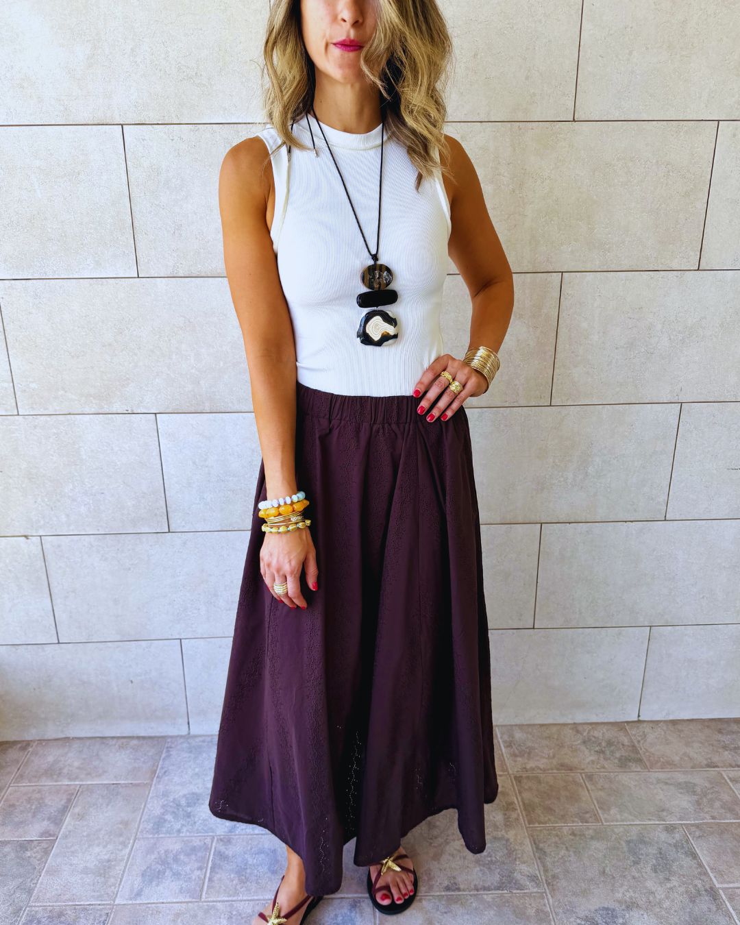 Brown Anglaise Skirt
