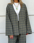 Olive Check Flannel Cardigan