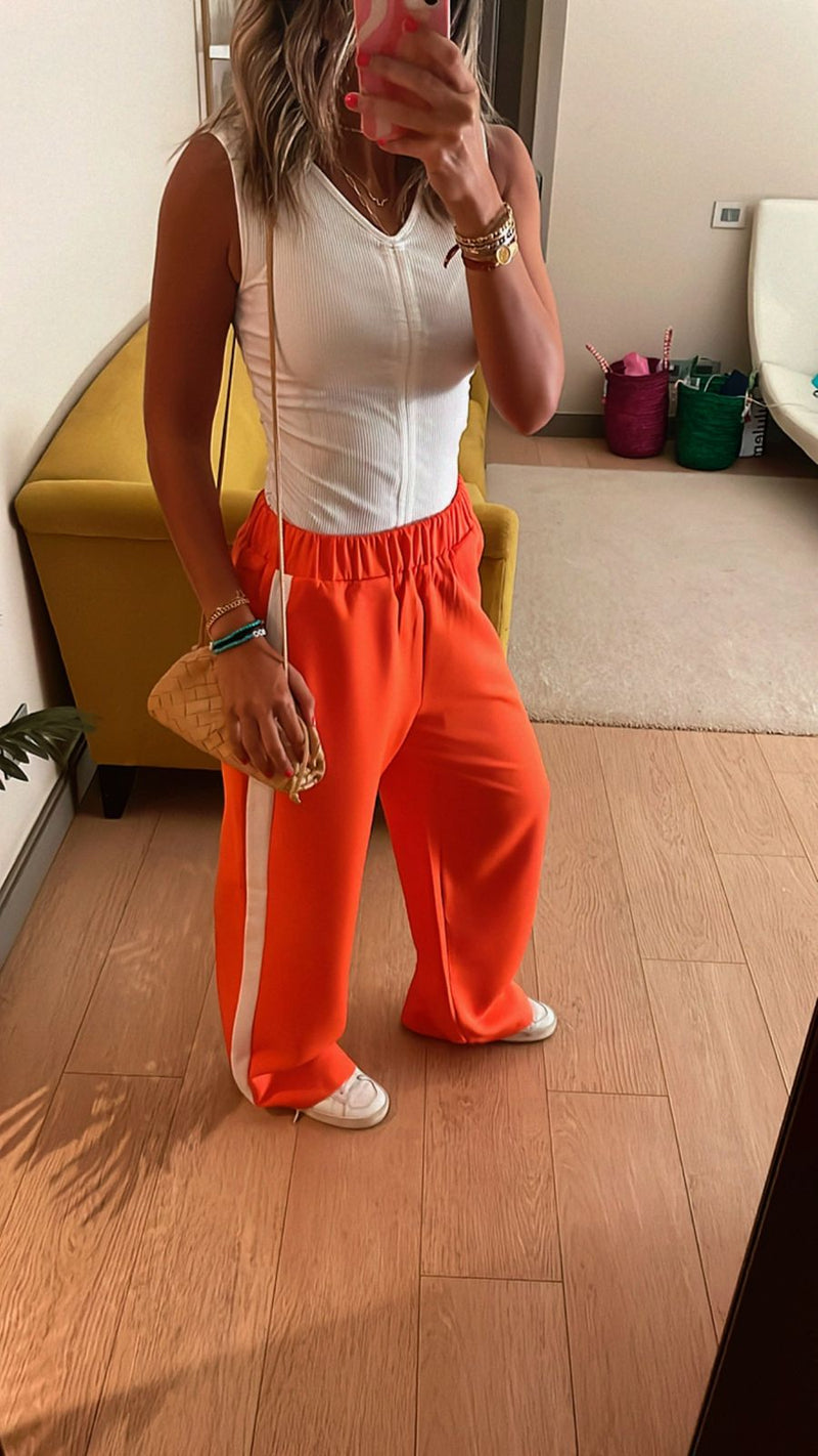 Orange Side Stripe Pants