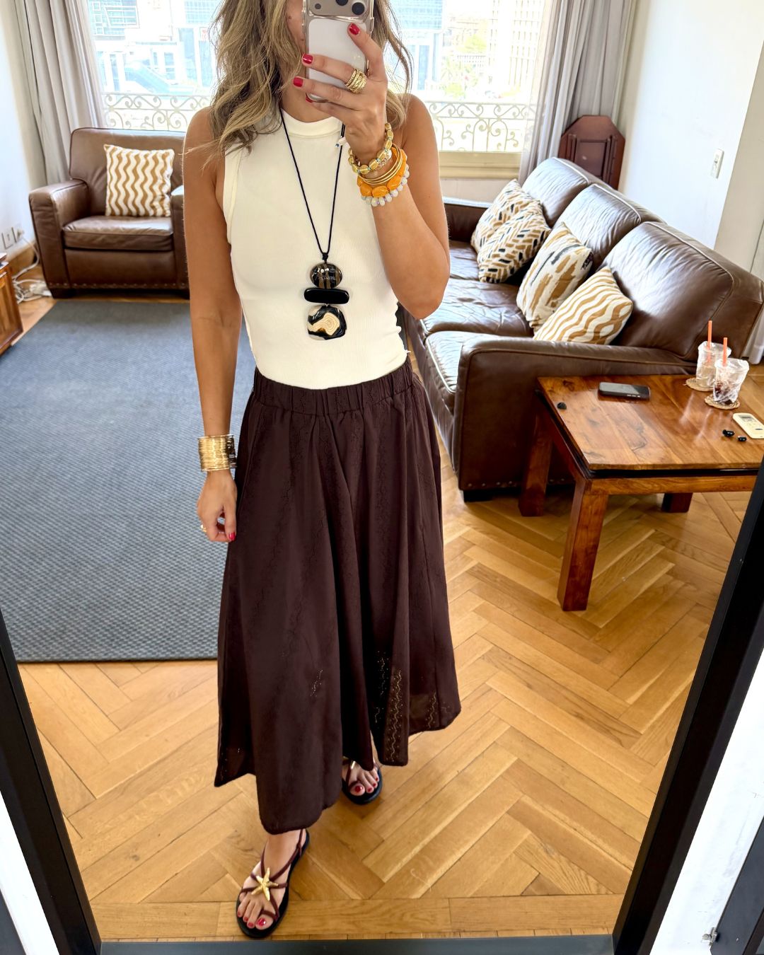 Brown Anglaise Skirt