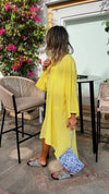 Yellow Linen Breezy High low Dress