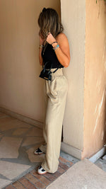 Beige Elastic Boho Pants