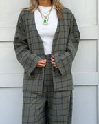 Olive Check Flannel Cardigan