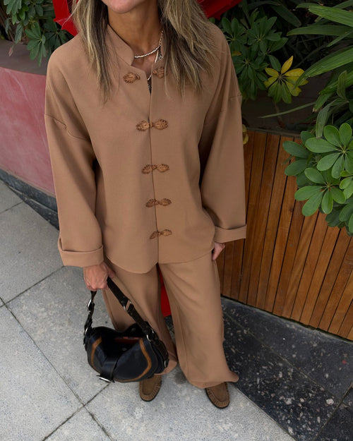 Beige Mandarin Top