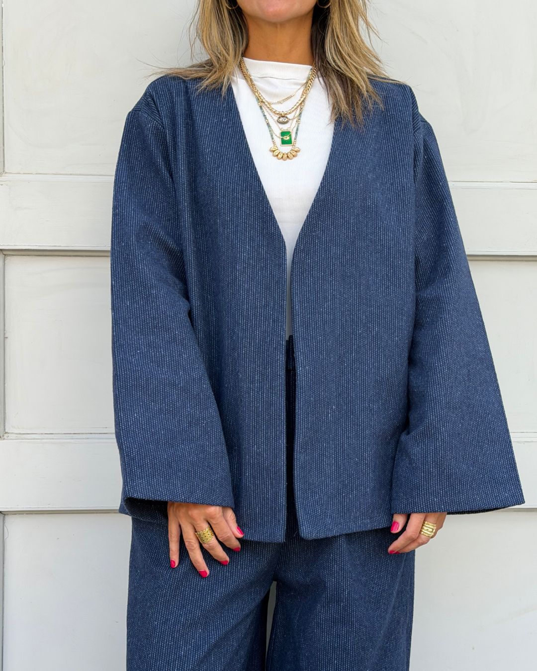 Navy Check Flannel Cardigan