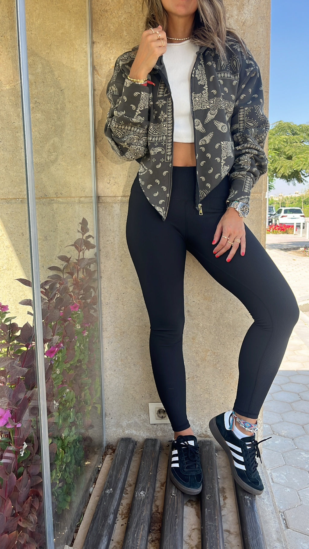 Olive V Cropped Bandana Jacket