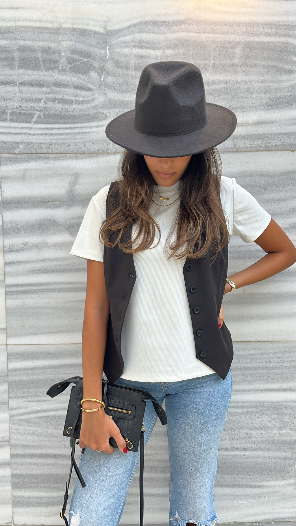 White Ribbed Essential Jersey Tee