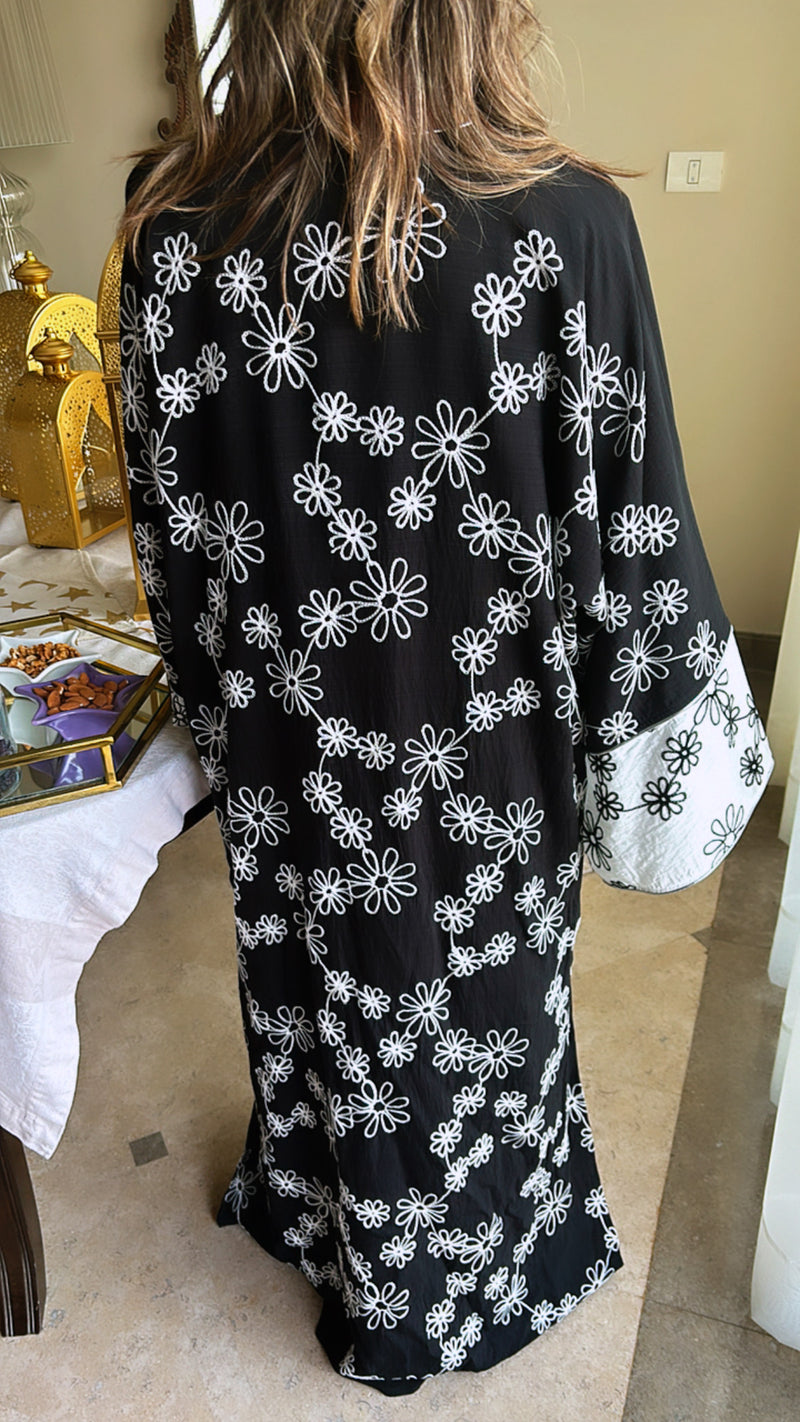 Black Embroidered Kimono