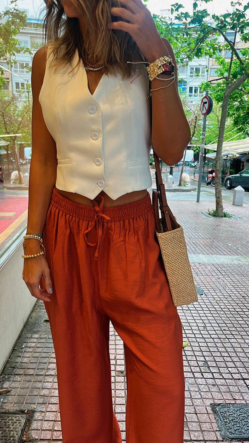 Rust Essential Linen Pants