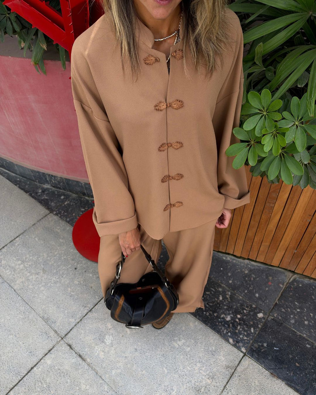 Beige Mandarin Top
