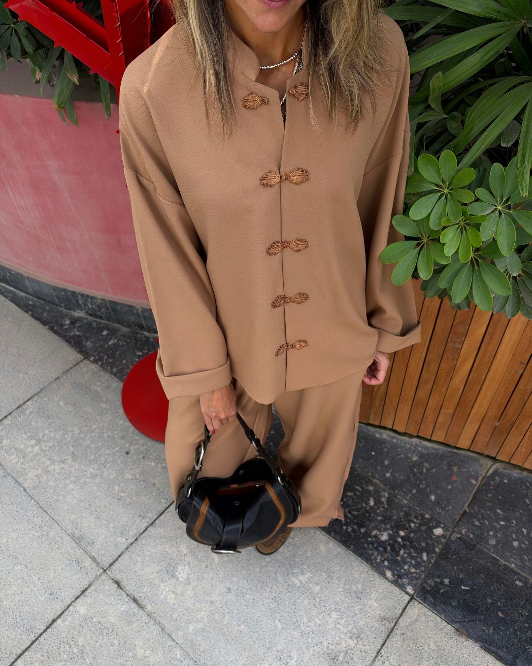 Beige Mandarin Top
