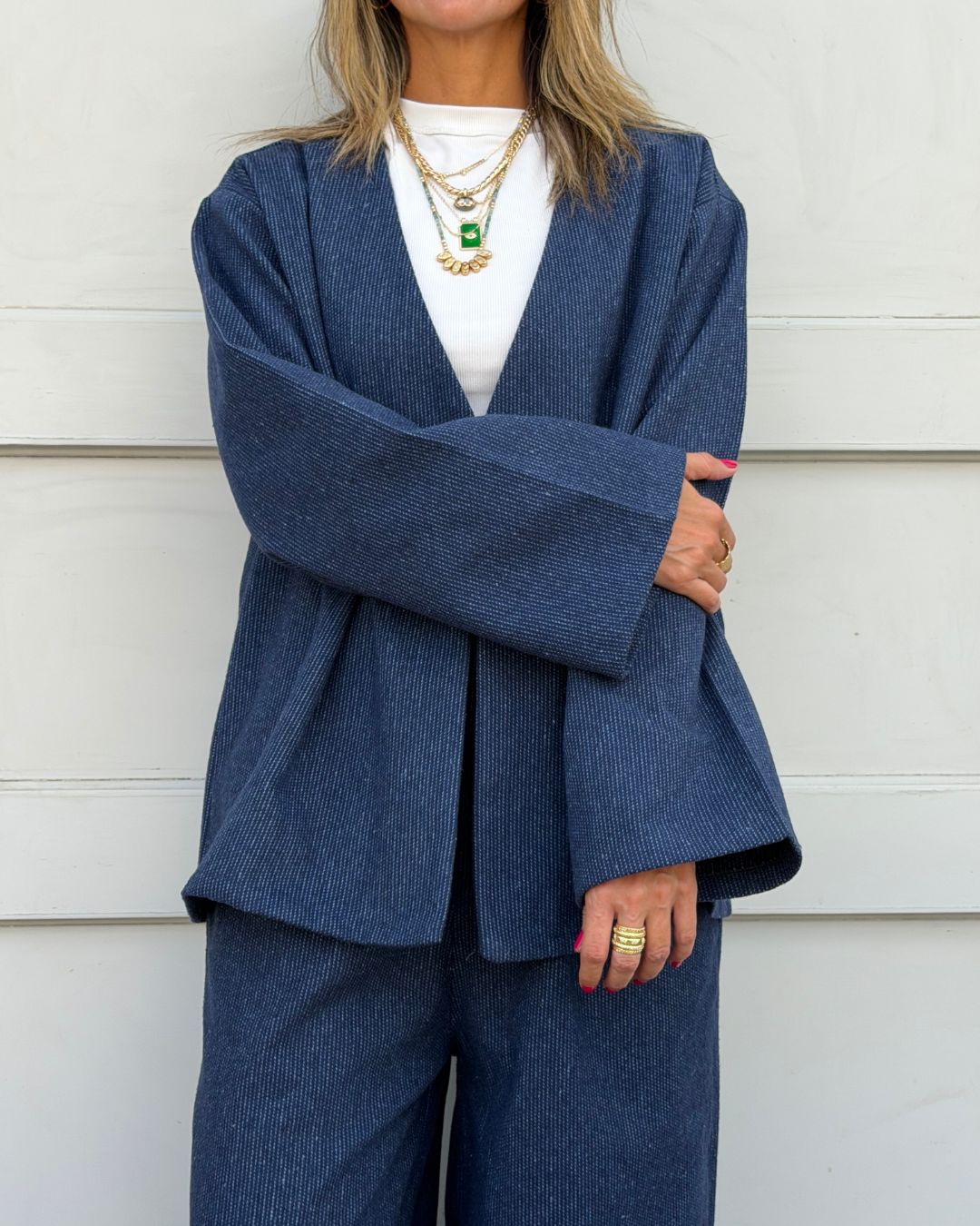Navy Check Flannel Cardigan