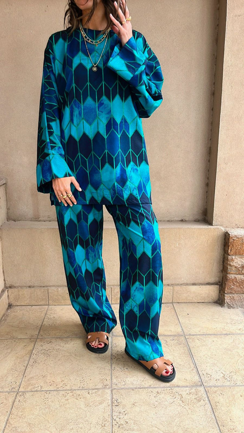 Blue Printed Soft Suit Set