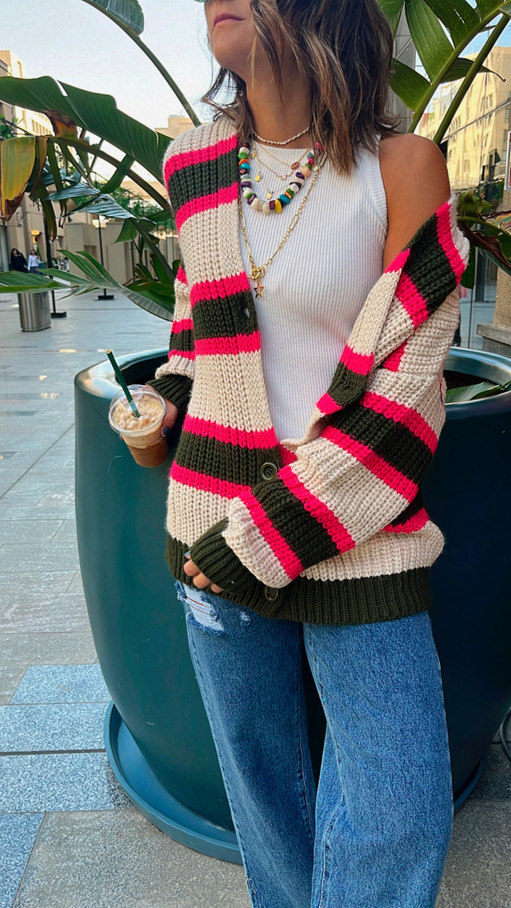 Olive & Ivory Clear Skies Chunky Cardi