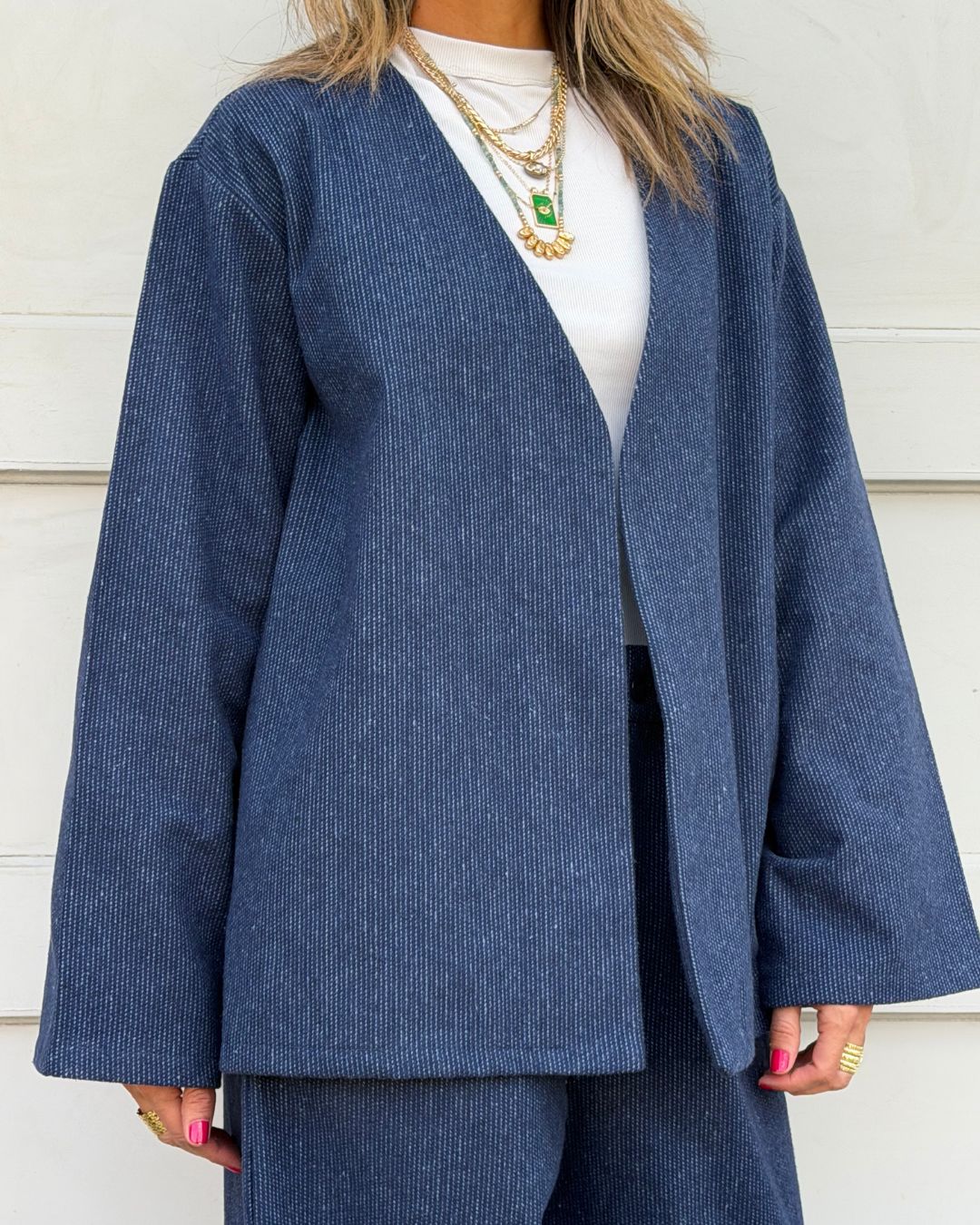 Navy Check Flannel Cardigan