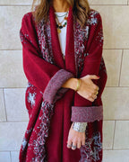 Burgundy Nordic Star Cardigan