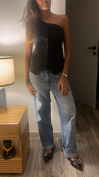 Black Business Girl One Shoulder Vest