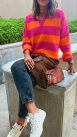 Fuchsia & Orange Preppy Top