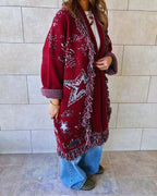 Burgundy Nordic Star Cardigan