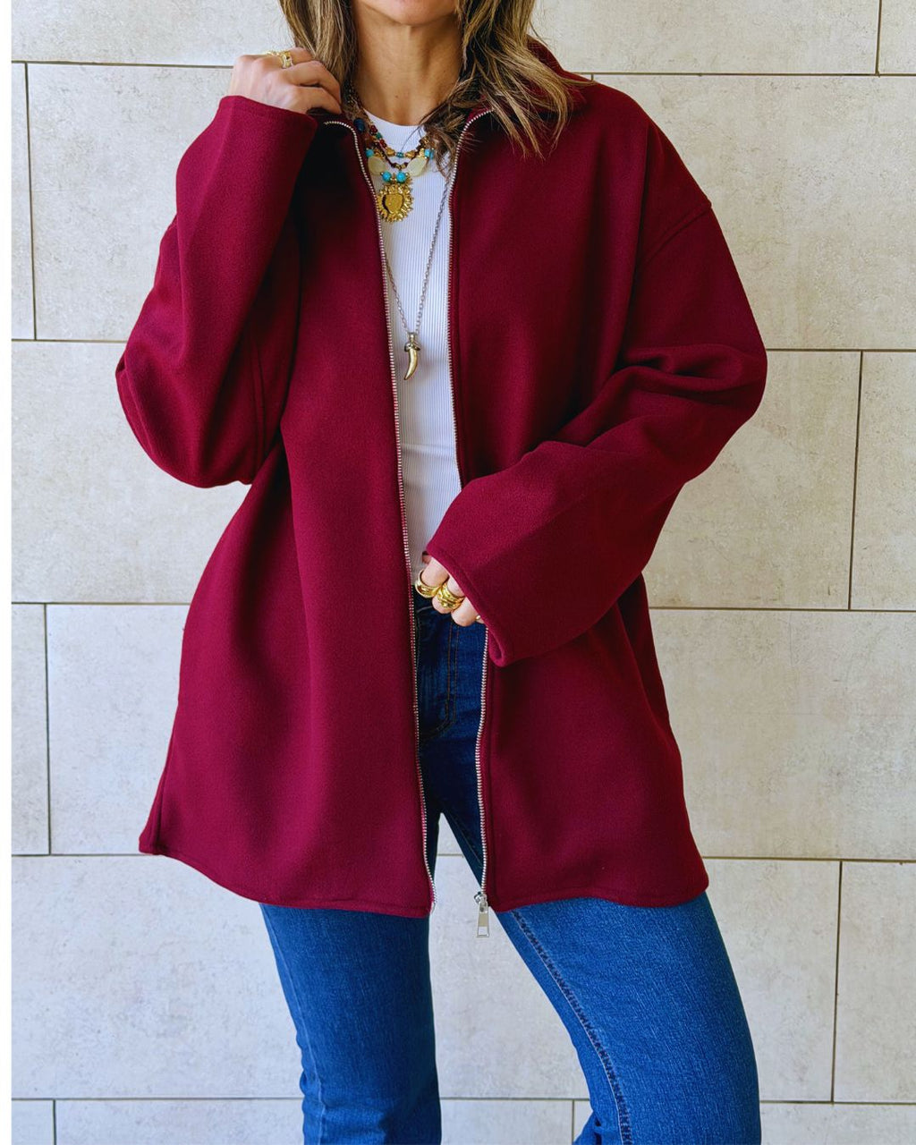 Burgundy Cool Weather Zip Up