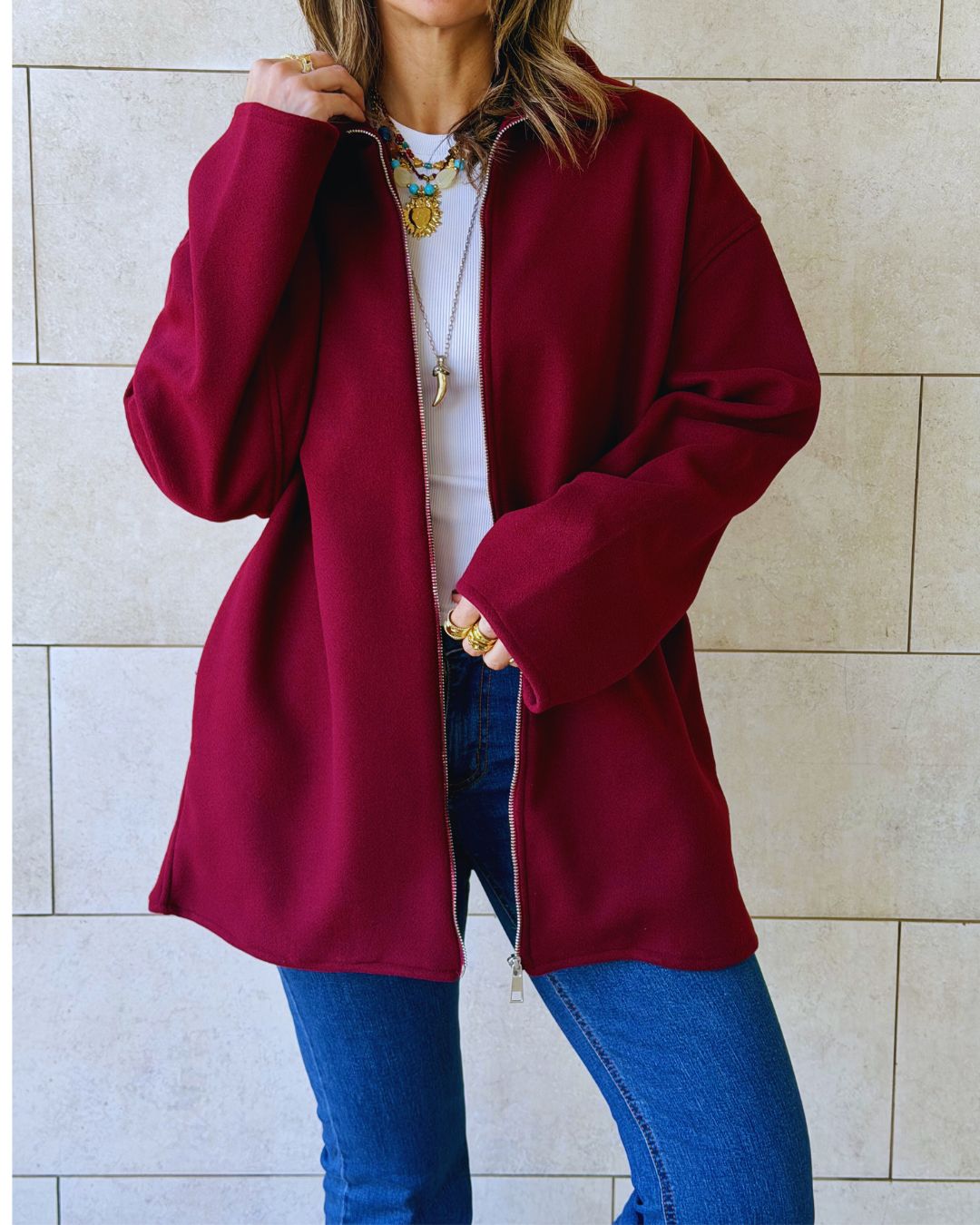 Burgundy Cool Weather Zip Up