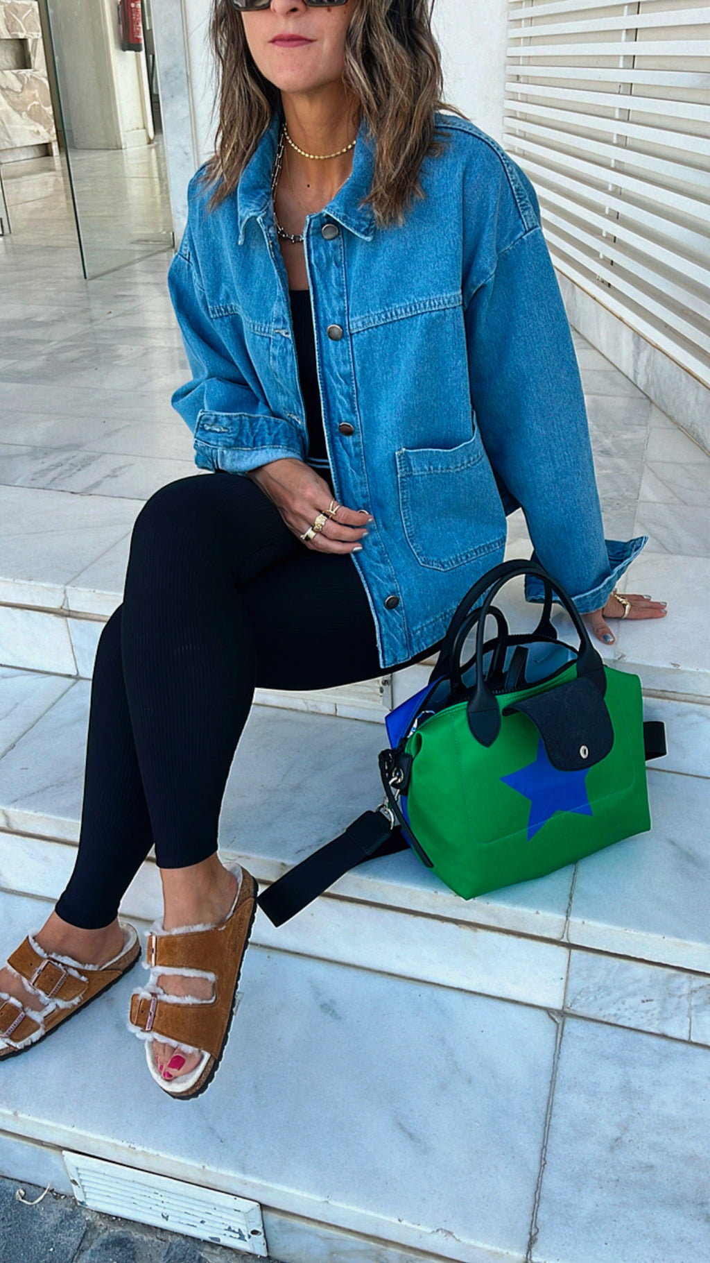 Blue Cropped Double Pocket Jacket