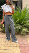 Light Grey Leather Waist Pants