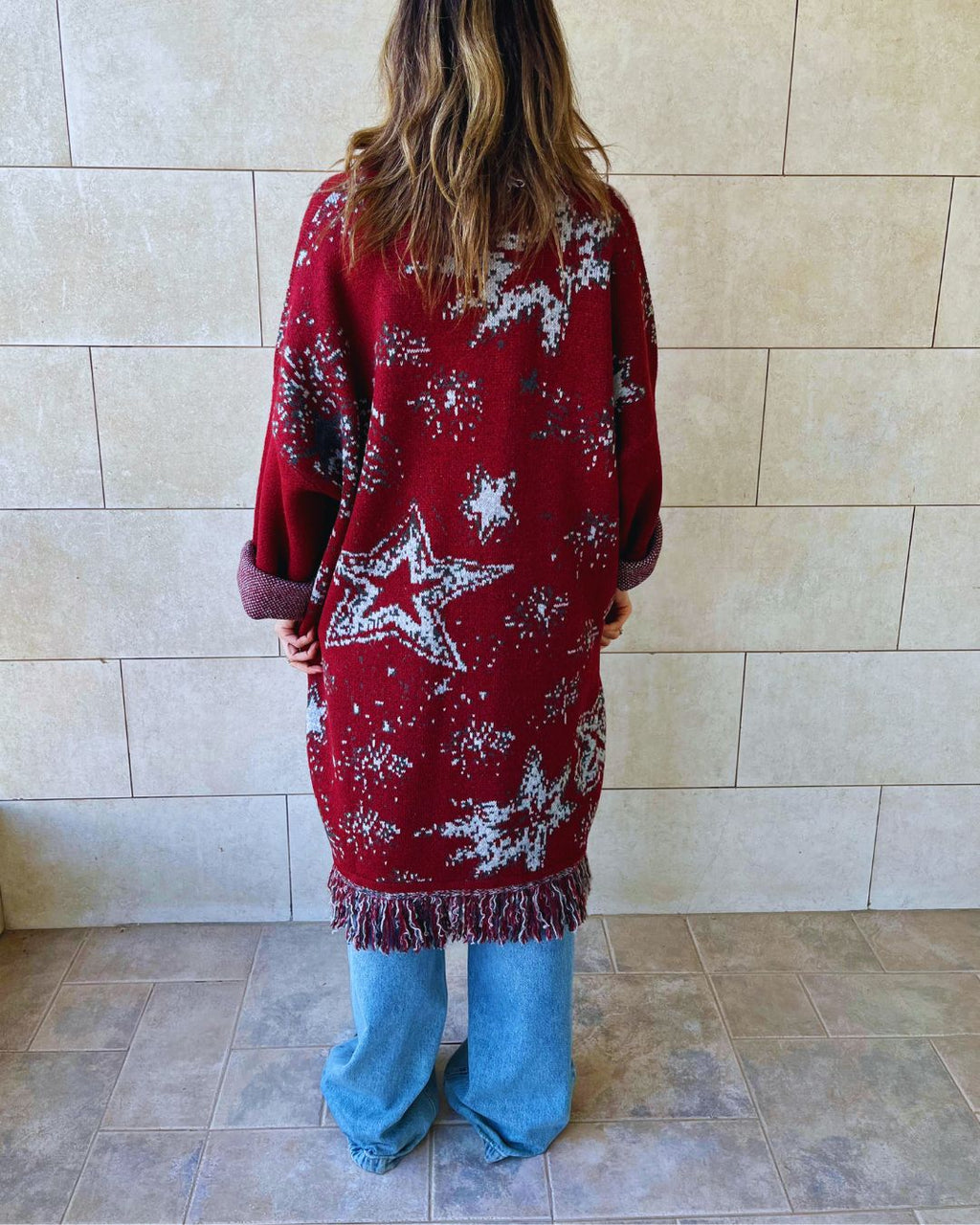 Burgundy Nordic Star Cardigan
