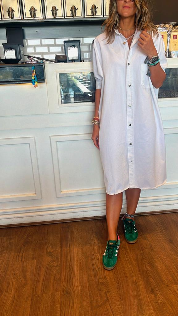 White Denim Shirt Dress