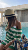 Green Crochet Striped Coverup