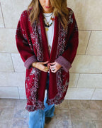 Burgundy Nordic Star Cardigan