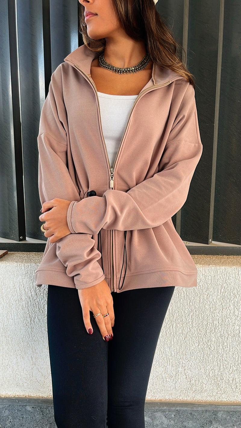 Beige Scuba Duster Jacket